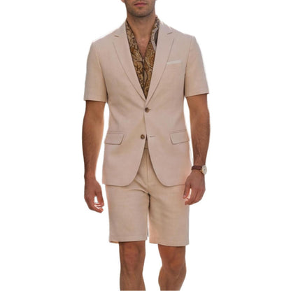 SpringSummer Mens Casual Short-Sleeve Two Piece Suit