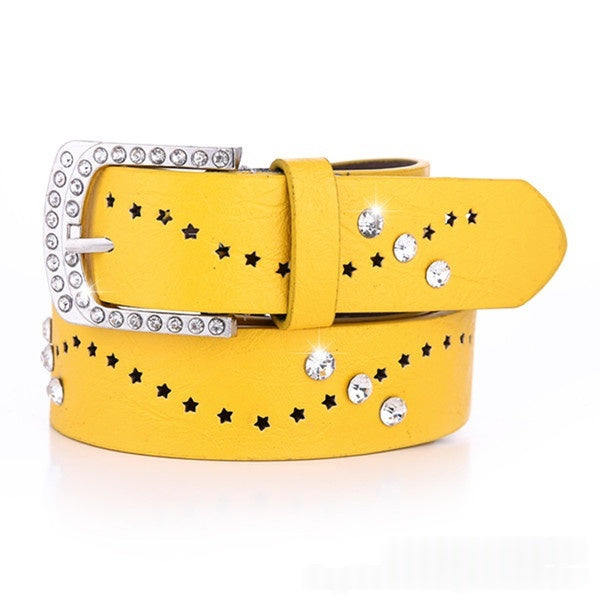 New Womens Belt A Rhinestone-embellished Fashionable Korean-style Hollowed-out Design