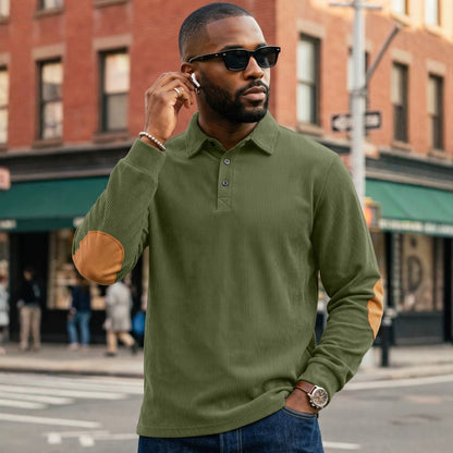 Mens Corduroy Sweatshirt With A Button-front Closure And Lapel