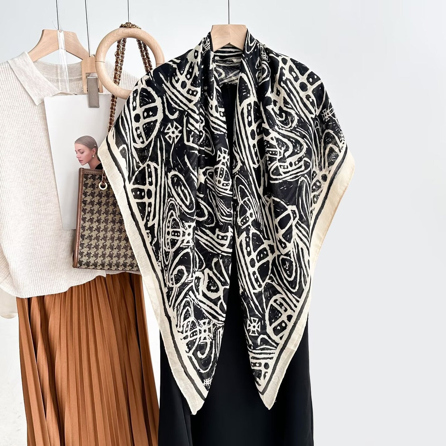 Womens Versatile Floral-print Summer Sun-protective Shawl