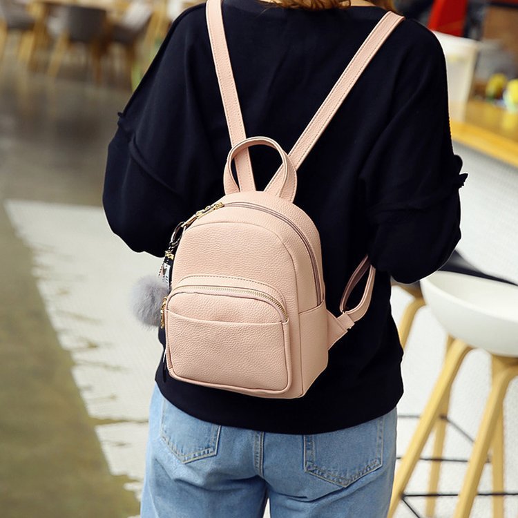 Retro Wild Fashion Mini Fur Ball Backpack Women