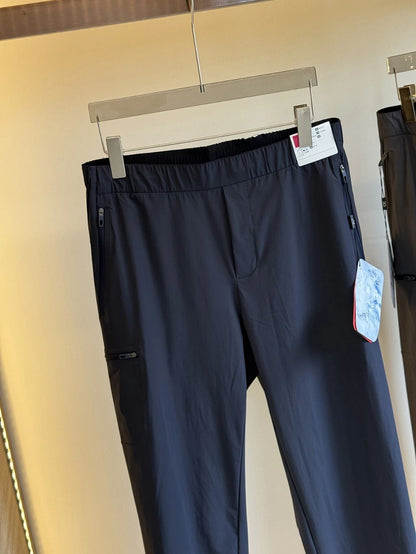 Men Quick Dry Functional Casual Pants Stretch Zipper Pocket Trousers Business Commute Outdoor Athletic Pants Early Fall Wear