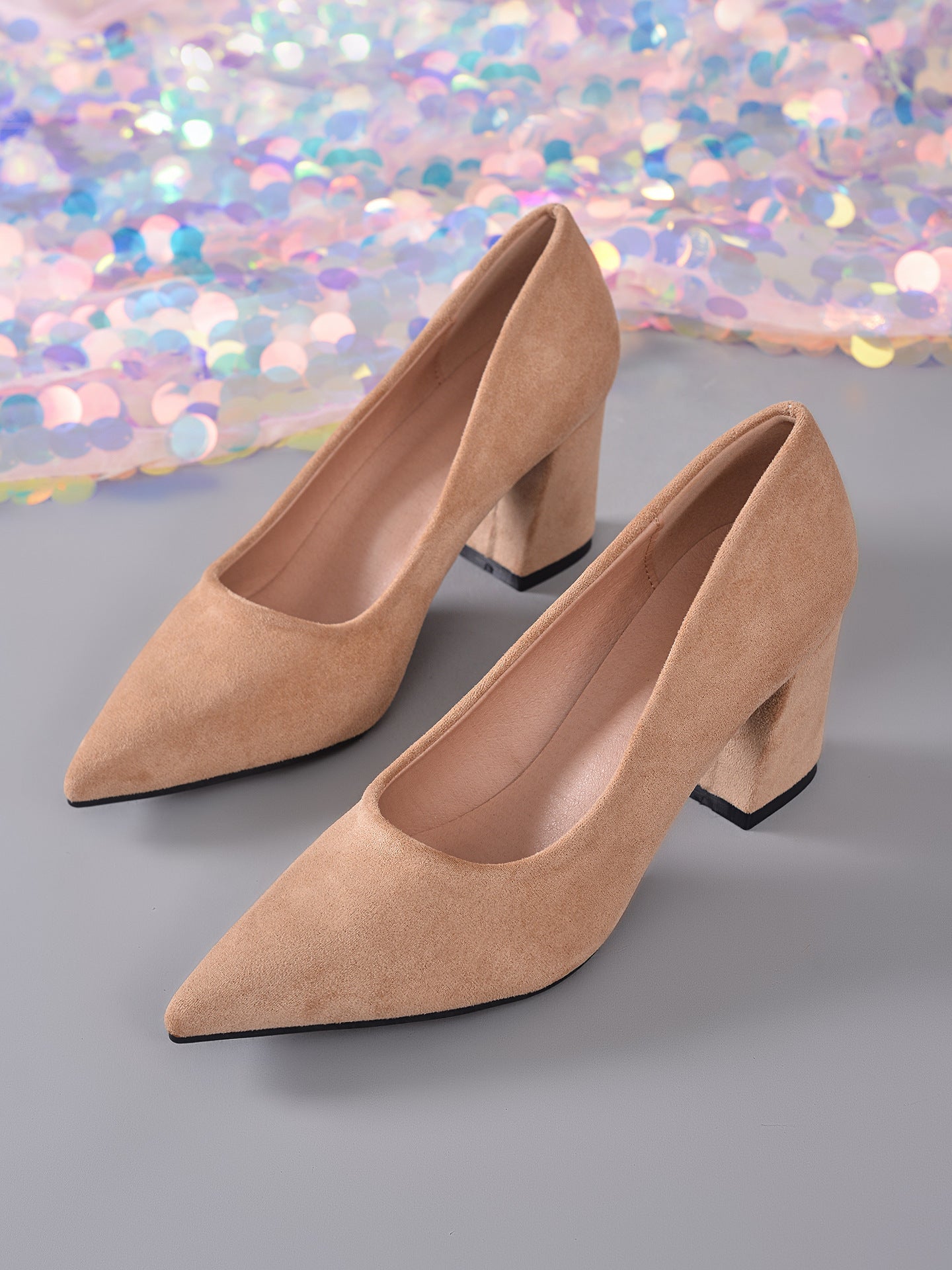 Womens Stylish Block-heeled Work Pumps