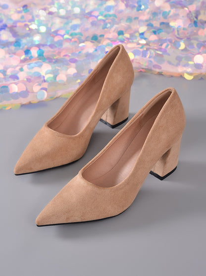Womens Stylish Block-heeled Work Pumps