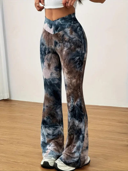 Leopard-print Hip-lifting Tight Leggings Straight-leg Bootcut Pants