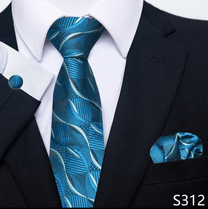 Men's Creative All-match Business Formal Wear Tie Scarf Cuff Buckle Set