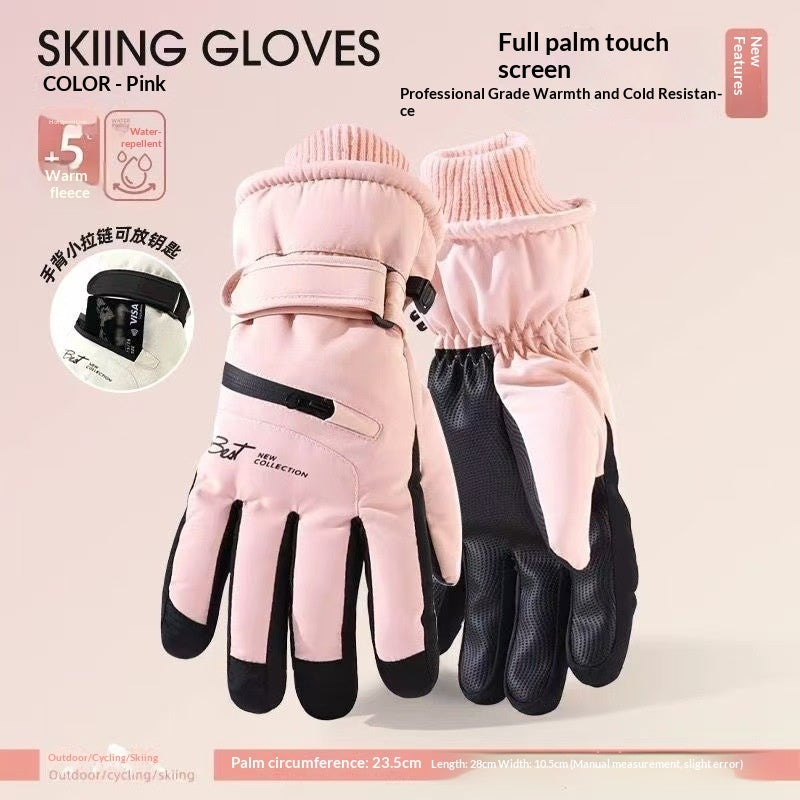 Womens Fleece-Lined Cold-Weather Five-Finger Cycling Gloves