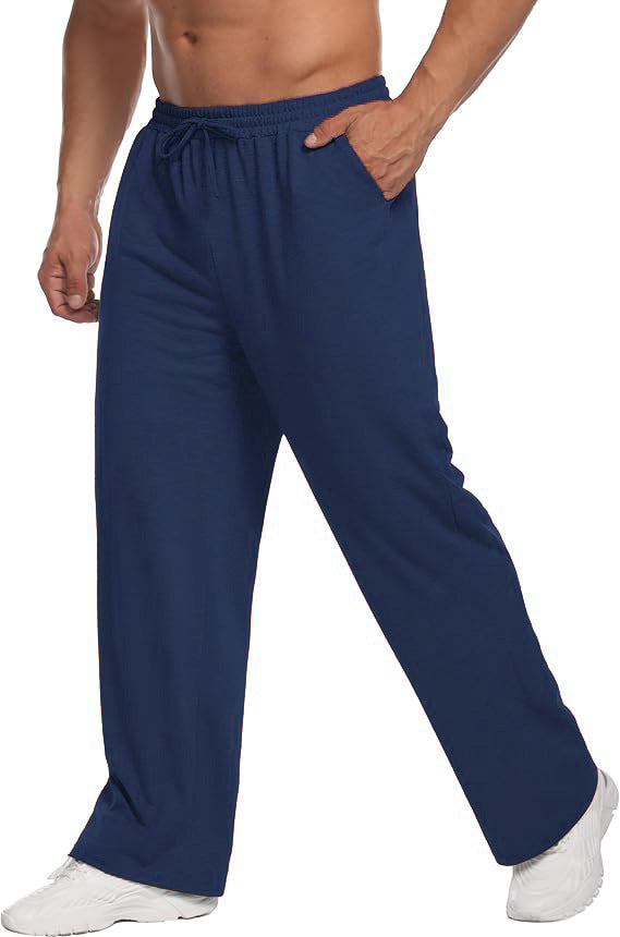 Mens Solid-Color Drawstring Straight-Leg Sweatpants