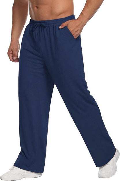 Mens Solid-Color Drawstring Straight-Leg Sweatpants