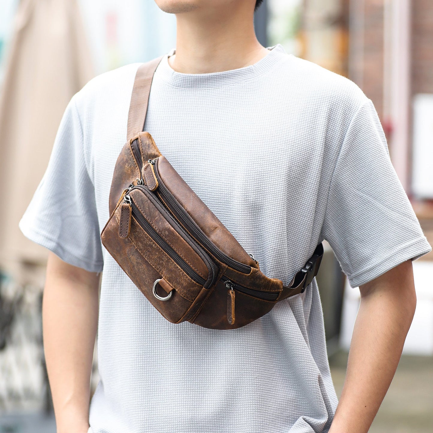 High-end Full-grain Leather Chest Bag
