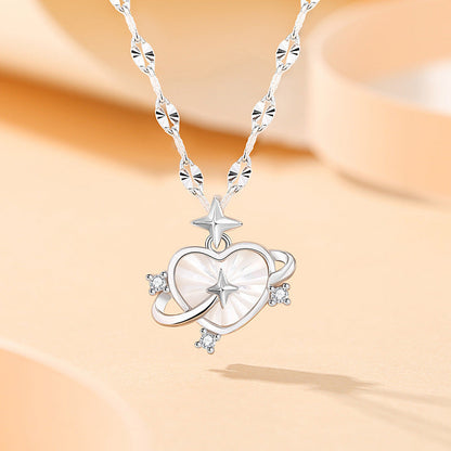 Senz Track Sterling Silver Heart Clavicle Chain