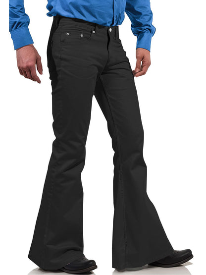 2025 New In-Stock Men's Cross-Border Amazon Solid Color Casual Stretch Slim Retro Flared Pants