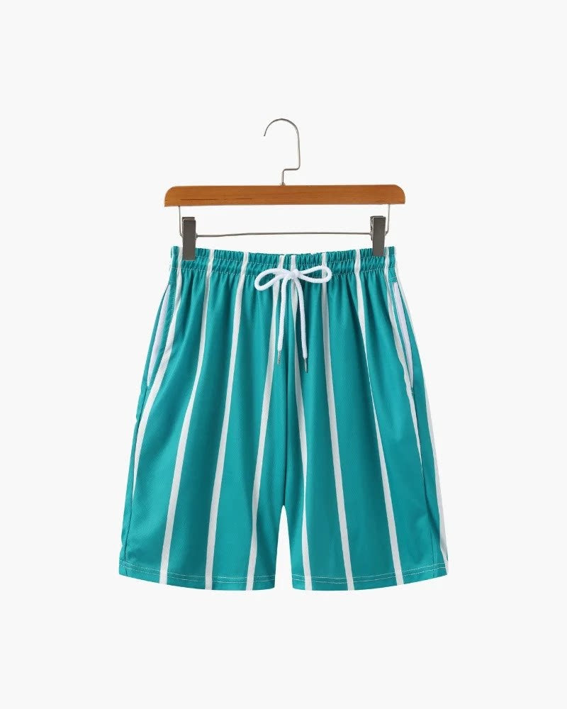 Casual Mens Wide-leg Printed Pinhole Shorts