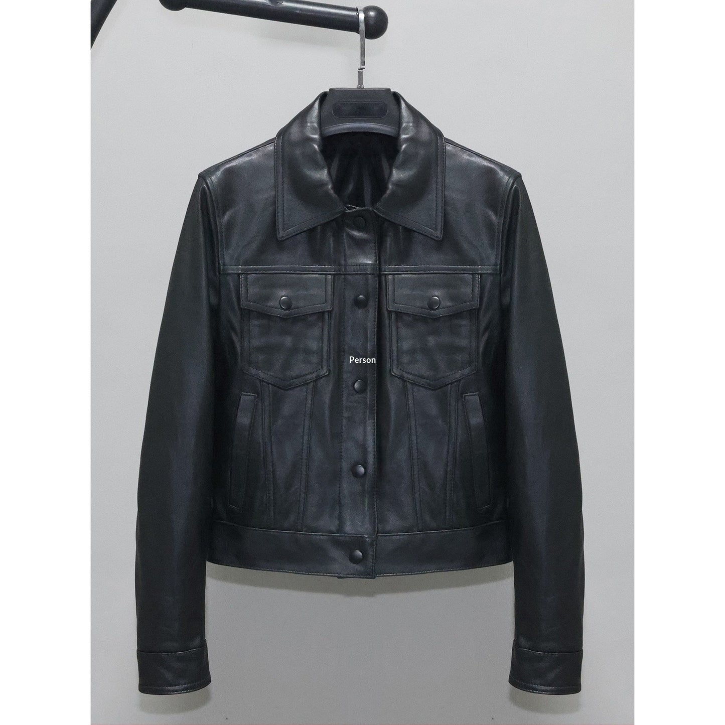 Womens Slim-fit Short Full-Grain Sheepskin Leather Jacket