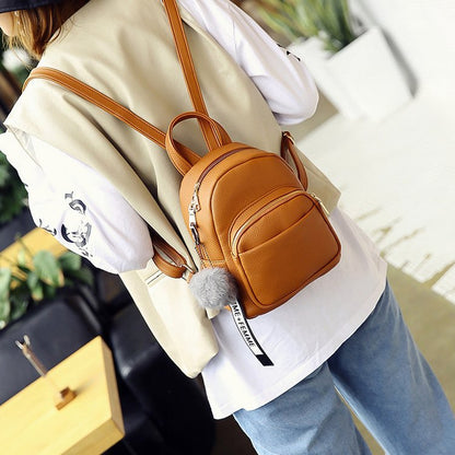 Retro Wild Fashion Mini Fur Ball Backpack Women