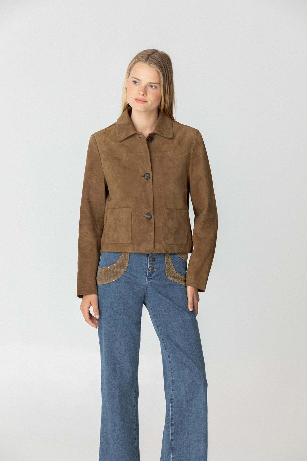 Lapel-collar Pocket Casual Versatile Short Jacket For Women