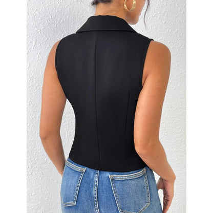 Solid Color Single Breasted Vest Elegant Slim Sleeves