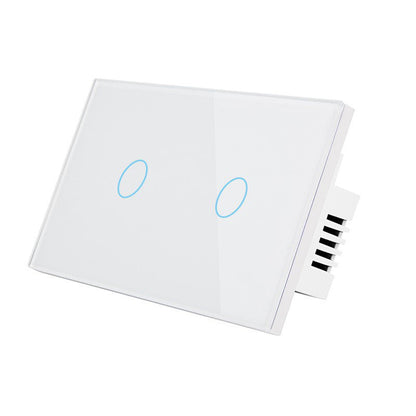 Smart RF Touch Light Switch (2-Gang) – Glass Panel Wall Switch with Remote/App Control