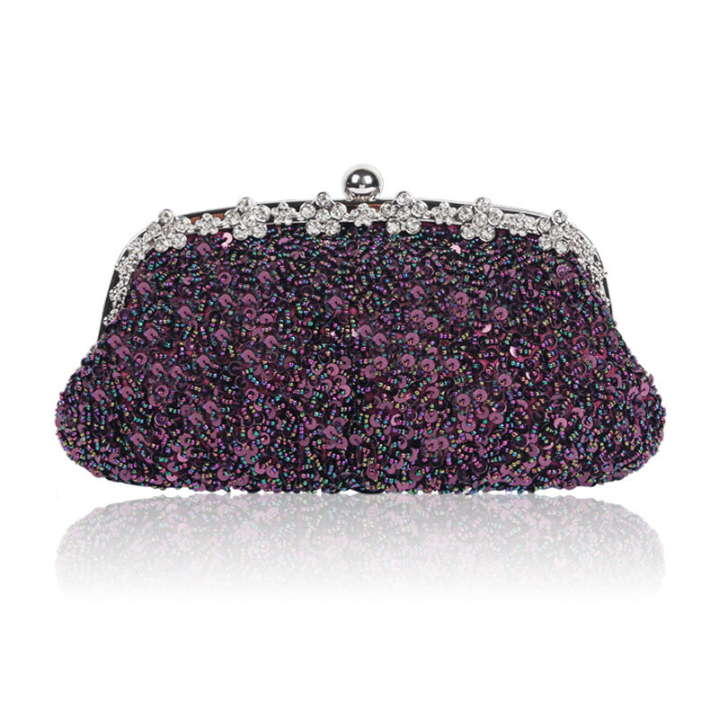 Diamond-encrusted Fully Beaded And Sequined Tote Bagshoulder Or Crossbodyvintage Bead-embroidered Design