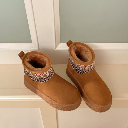 Women's Short Snow Boots, New 2026 Winter Fleece Lined Thickened Warm Fashion Platform Snow Boots