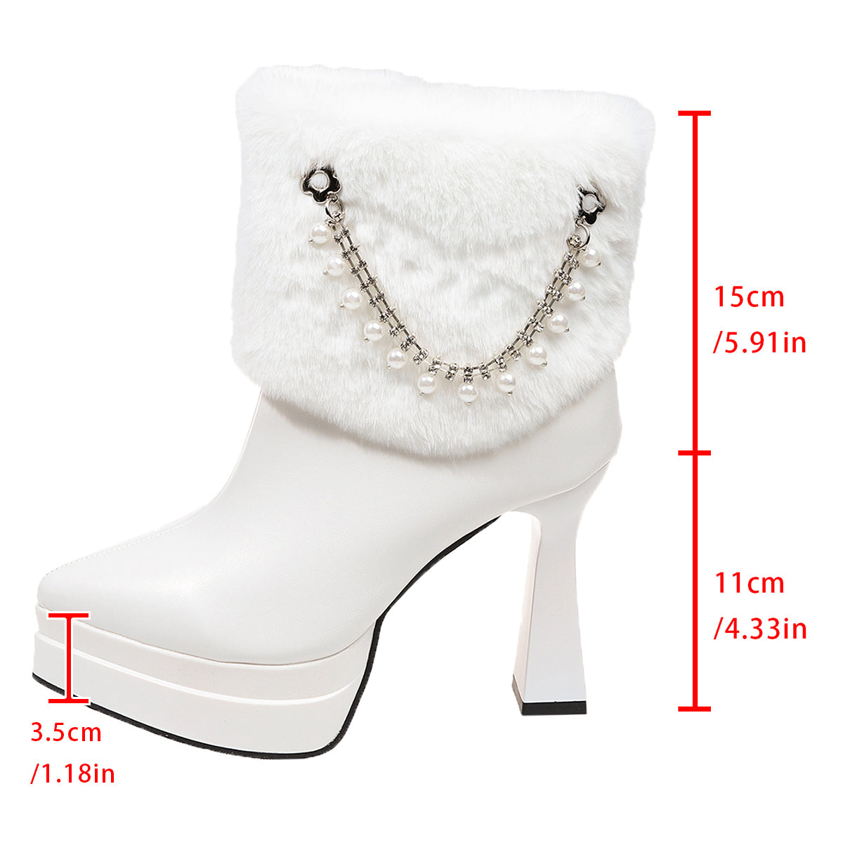 Winter Women Boots Rhinestone High Heel Shoes Fleece Lined Leather Shoes Women Shoes Genuine Leather Rabbit Fur Ankle Boots Ladies Leather Boots