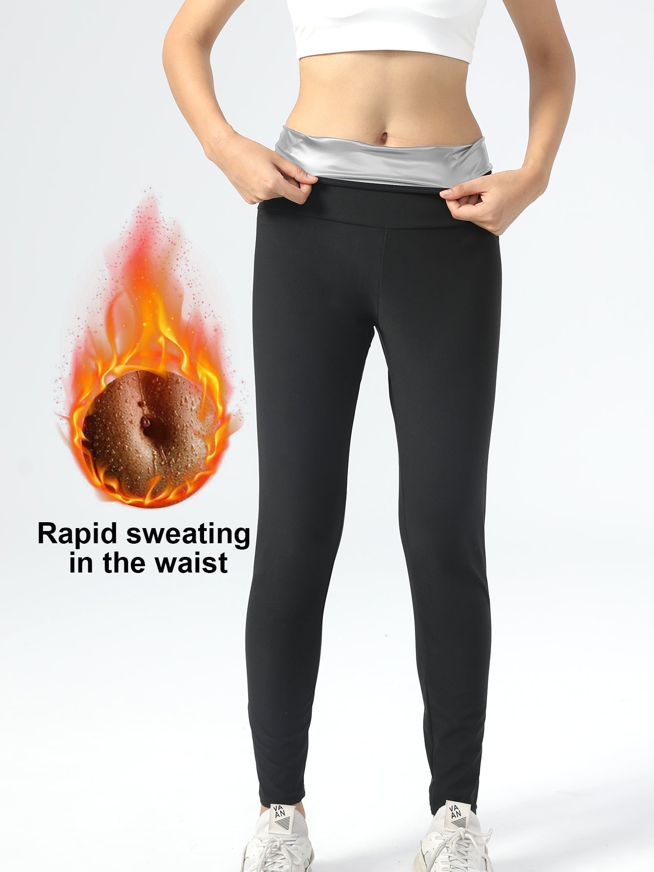 Sauna Sweat Pants For Women, High Waist Compression Workout Leggings, Thermo Waist Trainer Body Shaper For Gym Yoga Weight Loss