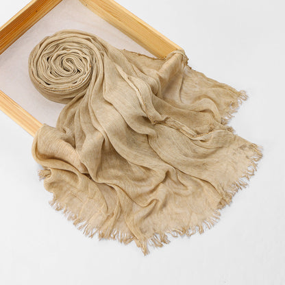 Cross-border Arrival Rayon Crinkle Chain-pattern Fringed Long Scarf