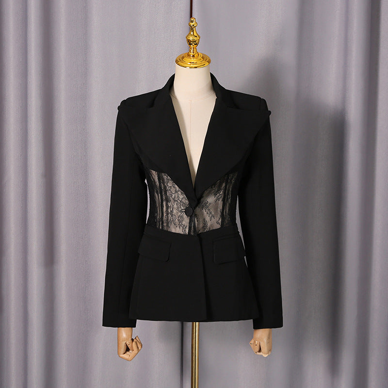 Lace Boning Waist-Cinching Blazer For Women