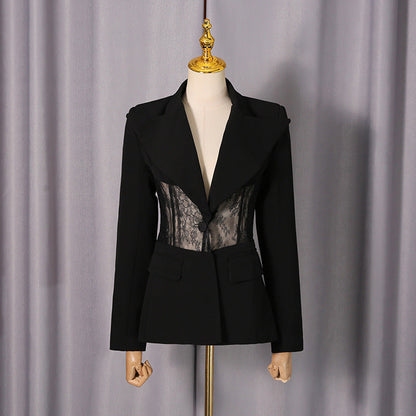 Lace Boning Waist-Cinching Blazer For Women