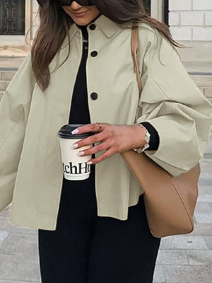 French-style Khaki Workwear Trench Coat Loose-fitting Mid-length