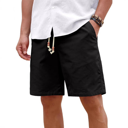 Men's Cotton And Linen Lace-up Plus Size Pocket Casual Shorts