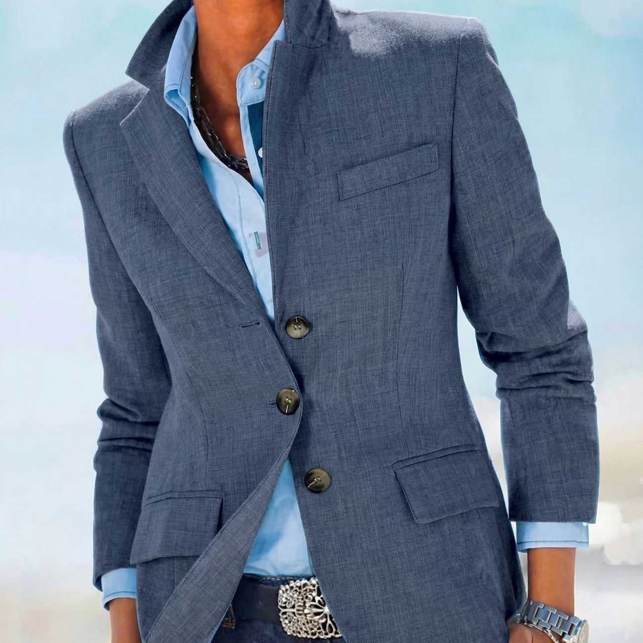 Old-money-style Slimming Casual Plus-size Blazer For Women