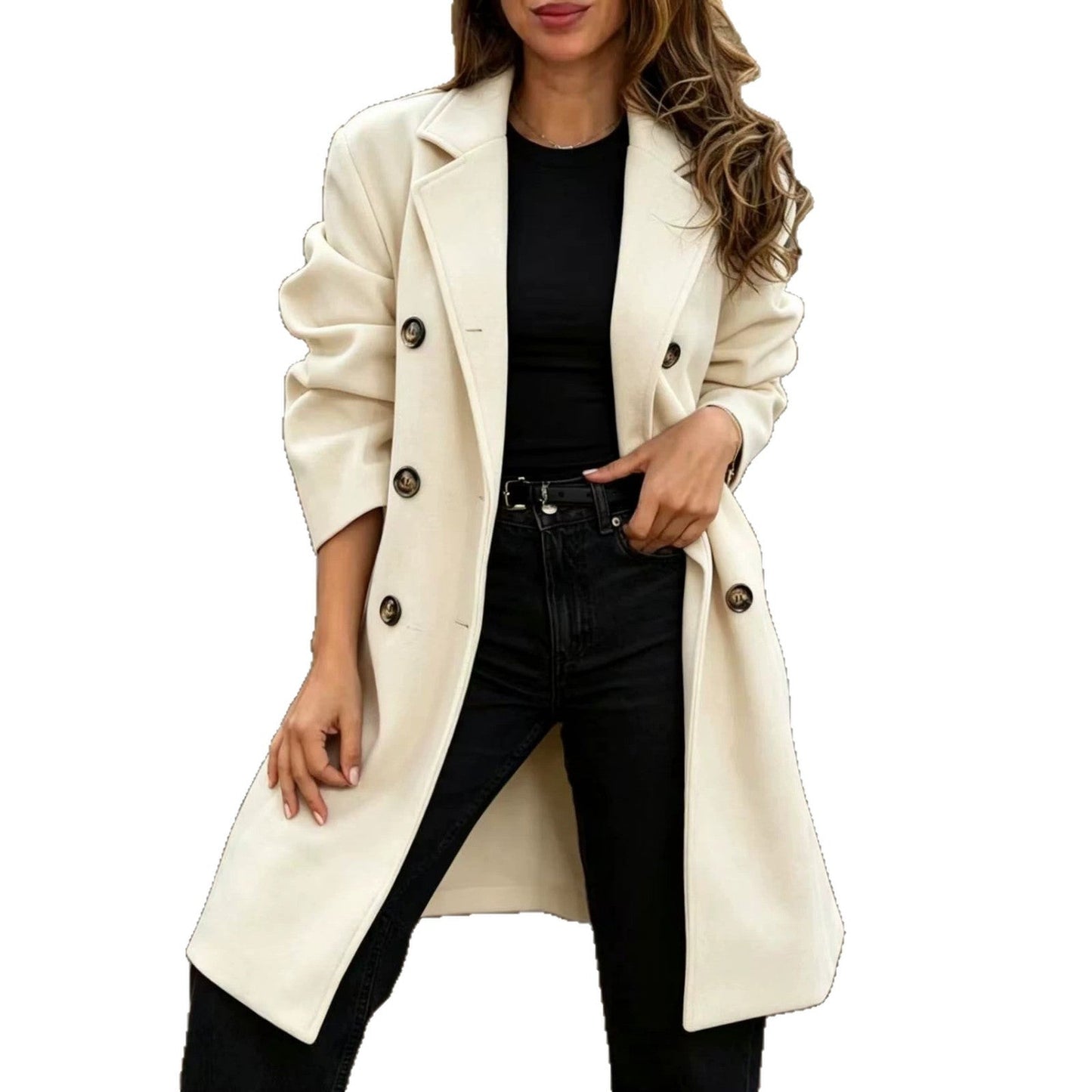 Notch-lapel Double-breasted Wool Coat