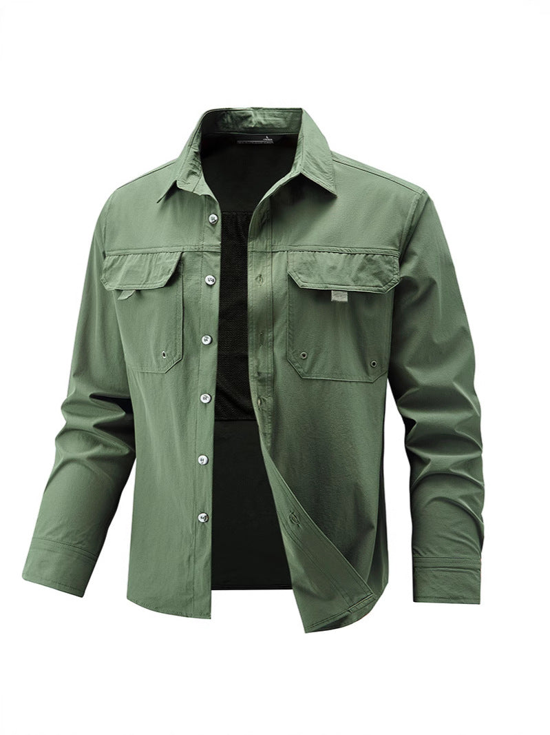 Mens Stretch Quick-Drying Long-Sleeve Shirt
