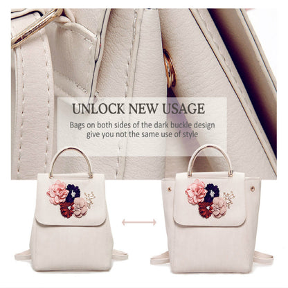 New Fashion Flower Female Backpack Women Preppy Style School Bag For Teenagers High Quality Leather Ladies' Travel Backpack