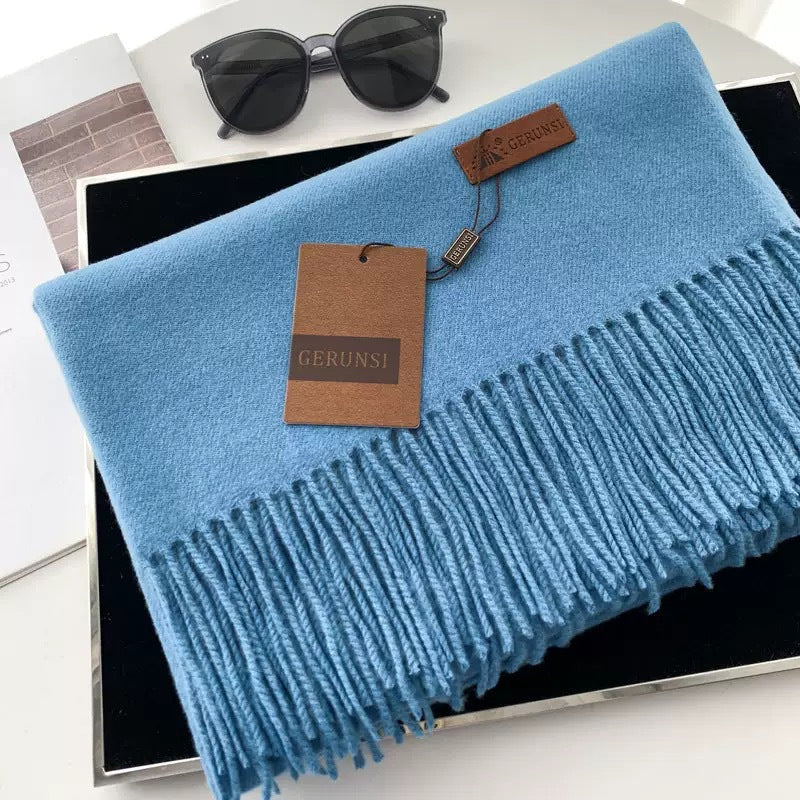 Womens Thickened Fashionable Solid-Color Tassel Scarf
