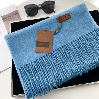 Womens Thickened Fashionable Solid-Color Tassel Scarf
