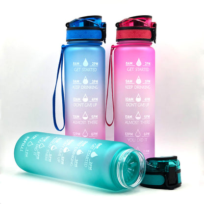 1L Tritan Motivational Water Bottle with Time Marker