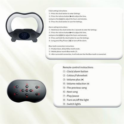 New 6 In 1 Smart Remote Control Bluetooth-compatible Ambience Intelligent LED Table Lamp Multi-function Wireless Charger Night Light Bluetooth-compatible Speaker