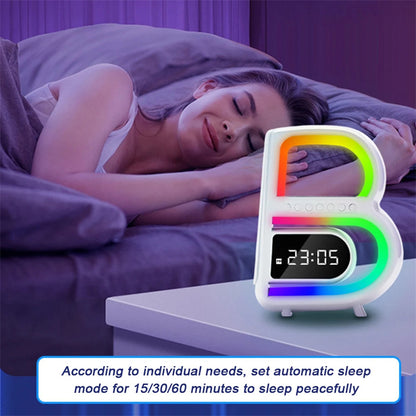 New B-Shaped Blutooth Speaker Multifunctional Smart Music Rhythm Lighting Phone Wireless Charger TF Card AUX Input Standard Mode