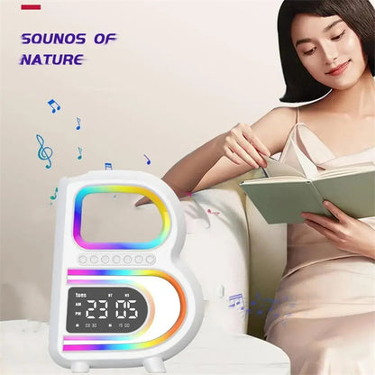 New B-Shaped Blutooth Speaker Multifunctional Smart Music Rhythm Lighting Phone Wireless Charger TF Card AUX Input Standard Mode