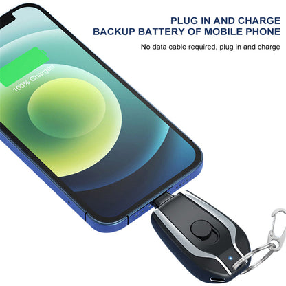 1500mAh Mini Power Emergency Pod Keychain Charger With Type-C Ultra-Compact Mini Battery Pack Fast Charging Backup Power Bank