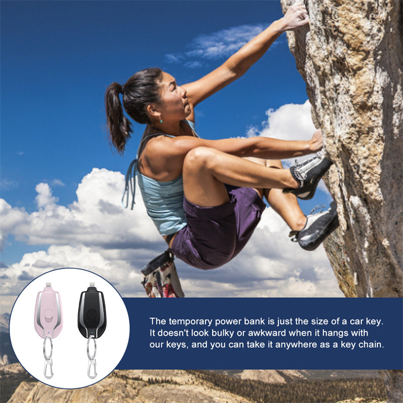 1500mAh Mini Power Emergency Pod Keychain Charger With Type-C Ultra-Compact Mini Battery Pack Fast Charging Backup Power Bank