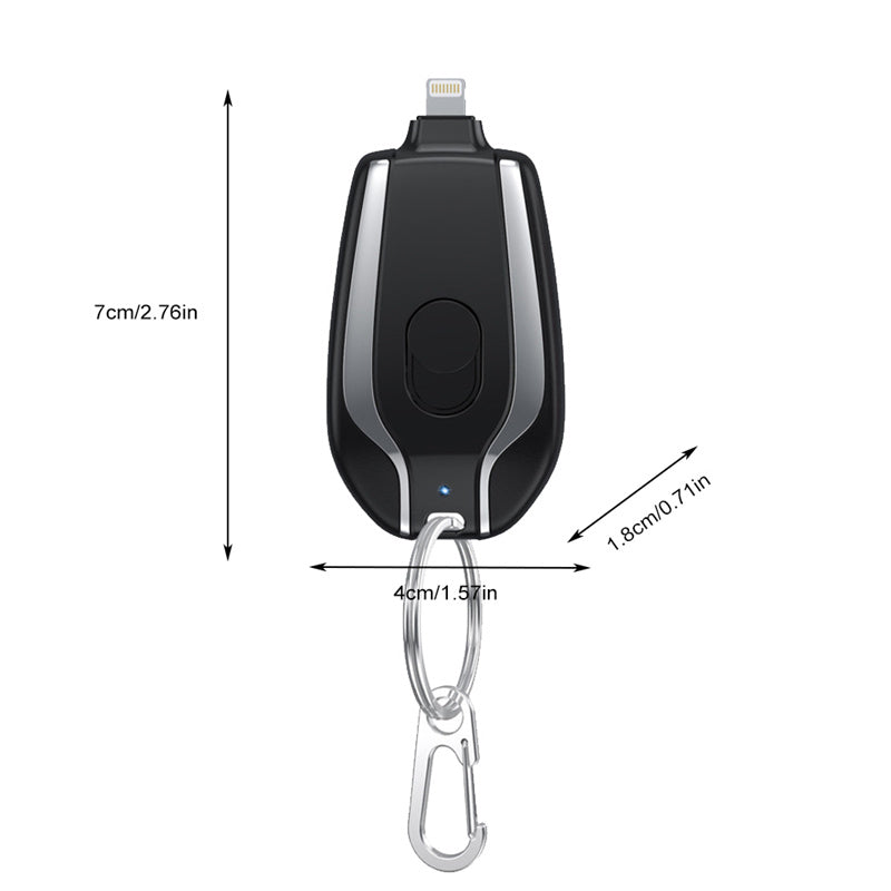 1500mAh Mini Power Emergency Pod Keychain Charger With Type-C Ultra-Compact Mini Battery Pack Fast Charging Backup Power Bank