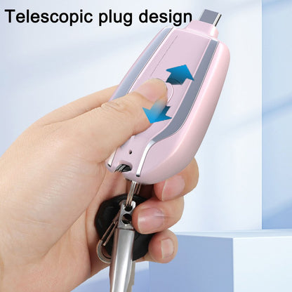 1500mAh Mini Power Emergency Pod Keychain Charger With Type-C Ultra-Compact Mini Battery Pack Fast Charging Backup Power Bank