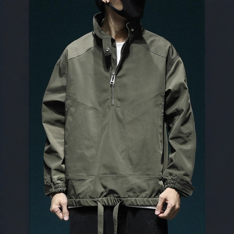 American Style Retro Bomber Jacket Mens Loose Fit Versatile All Season Coat