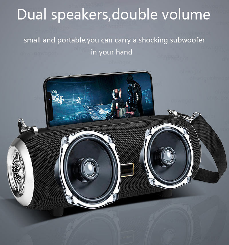 F666 Mini Bluetooth Speaker TWS Portable Fabric Square Dance Outdoor Small Audio FM Mobile Phone Stand