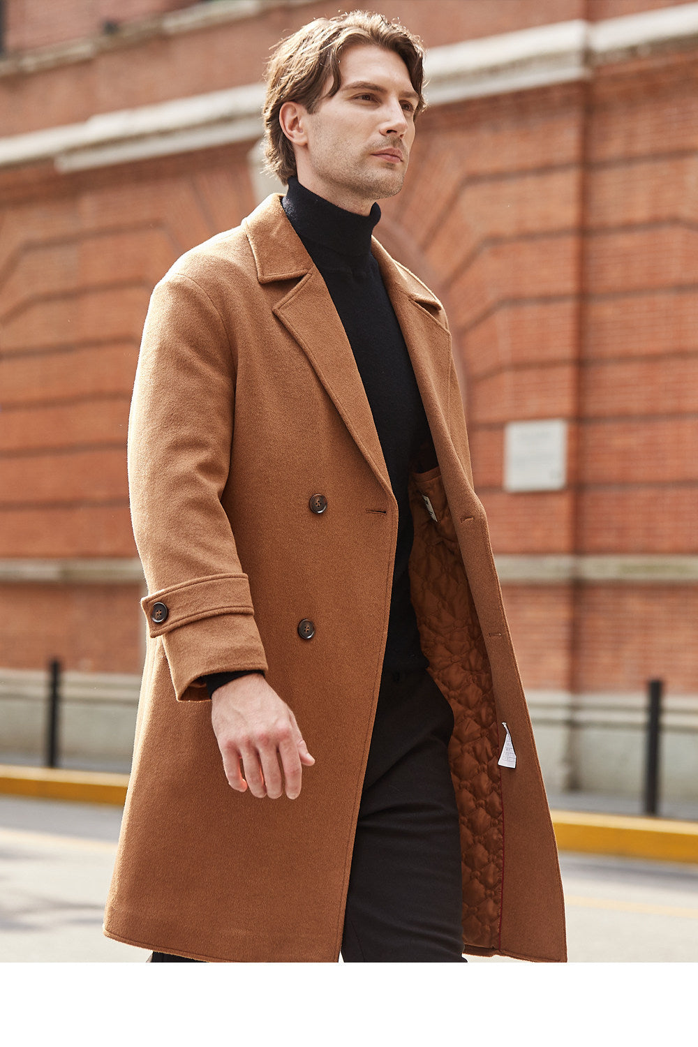 Double Breasted Thickened Mid Length Woolen Windbreaker Jacket