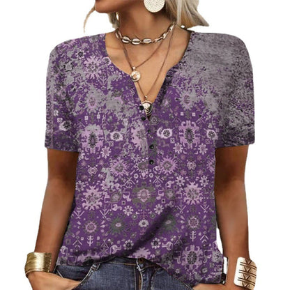 2026 Spring Summer European And American New Women's Short Sleeved Printed Casual Fashion Versatile Short Sleeved T-shirt