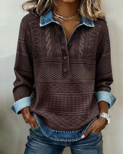 2026 Autumn And Winter Amazon Export New Models In Stock European And American Casual Long-Sleeved Tops Denim Polo Shirts For Women